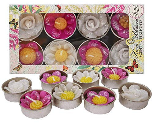 mixtes 8 faite à la main Issu du commerce équitable parfumée Paillettes Fleur Bougie chauffe-plat dans coffret cadeau Motifs et Coloris Assortis