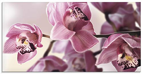 ARTland Wanddeko Glasbilder Wandbild Glas Bild einteilig 60x30 cm Querformat Natur Asien Blumen Blüten Orchideen Landhaus T5EI