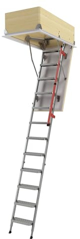 FAKRO - LML Lux Dachbodentreppe - Bodentreppe 70x130/280cm - Gedämmt, 1,1 U W/m²K, Klappbar, 3-teilig, Treppen aus Metall, 13 Stufen, Leiter 39 cm Breit, mit Leiterentlastungsmechanismus