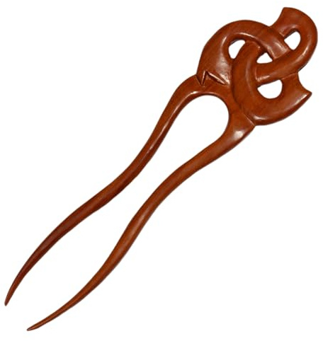Handgefertigte Haarnadel aus Holz mit keltischem Knoten – 17 cm Haarstab Dunkelbraun – Glatt poliert – Stabiler Duttstab für Hochsteckfrisuren – Keltischer Haarschmuck