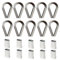 VEDA 10 x 4mm stainless steel wire rope thimble Rigging 4mm AISI 316, V4A + 10x Wire Rope Swage Clip M4 Oval Aluminum Sleeves Clamps