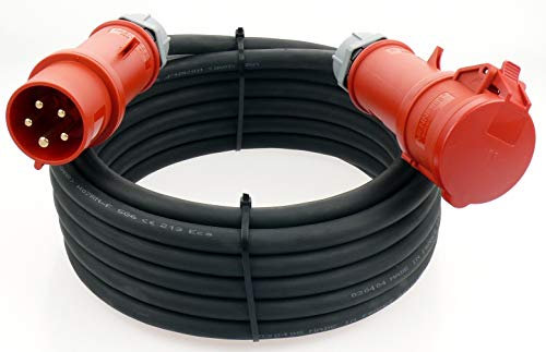 netbote24 CEE Mennekes Verlängerungskabel 32A 400V mit Phasenwender Gummileitung H07RN-F 5x6 5g6 IP44 außen 45m