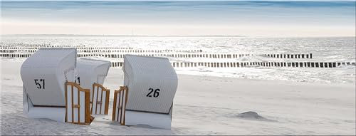 artissimo, Glasbild, 80x30cm, AG3441A, Weißer Strand, Strand und Meer, Bild aus Glas, moderne Wanddekoration aus Glas, Wandbild Wohnzimmer modern