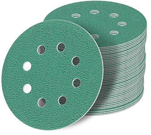 125 mm green Exzenter Schleifscheiben Sortiment SET 50 Scheiben P2000 P1500 P1200 P1000 P800, 8 Loch Klett Schleifpapier