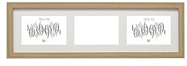 Deknudt Frames Cadre photo avec passe-partout pour 3 photos 10x15cm - Couleur chêne - Bois clair - Bois MDF - Multivue - Collage - pour accrocher ou poser - 18x56cm - S66KD3 10x15