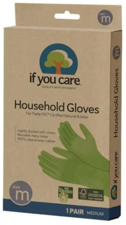 If You Care - Haushalt Handschuh-Latex-Baumwollmenge zeichnete 1 Paar - Mittel