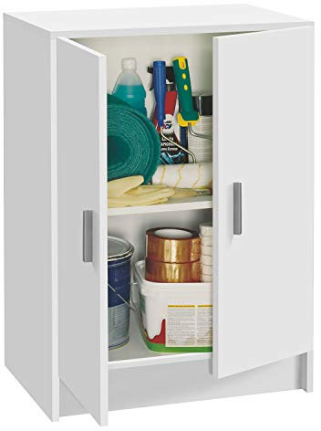 Habitdesign Armario Multiusos Bajo 2 Puertas 1 Estante, 80x59x37 (AltoxAnchoxFondo - en cm), Color Blanco Mate