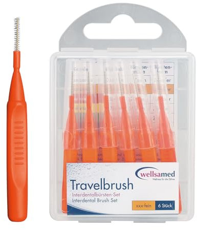 wellsamed Travelbrush 6 Stück Interdentalbürsten, ISO 2: 0,5 mm, Bürstengröße: 1,9 mm/xxx-fein, zur effektiven Reinigung der Zahnzwischenräume