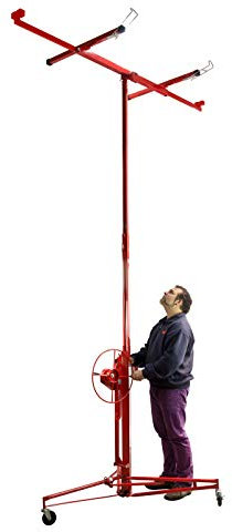 Paneele Paneelheber Stütze Trockenbaulift Paneelenheber Stütze Halter für Rigips Rigipsplatten Gipskartonplatten Spanplatten Holzplatten etc. bis 68 kg Höhenverstellung 145 bis ca. 345 cm