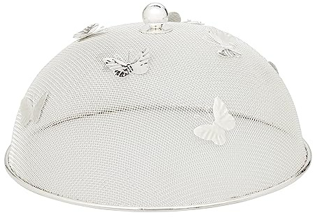 EDZARD skyddskåpa fjäril, diameter 30 cm, höjd 16 cm, ädel silverpläterad, fläckskyddad – matparaply, flughuva