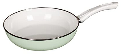 Riess, 0057-031, Ceramicglas Pfanne Nilgrün 28, CLASSIC- EMAILLEPFANNEN, Durchmesser 28 cm, Höhe 6.5 cm, Inhalt 2.2 Liter, Emaille, grün, Induktion