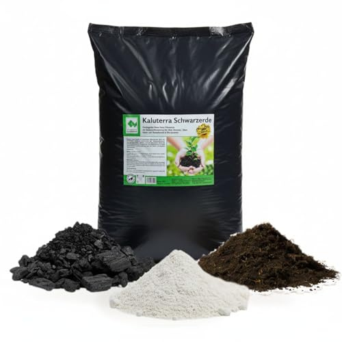 CarboVerte Kaluterra Schwarzerde Terra Preta, 20 L – Premium Pflanzenkohle Bodenverbesserer, Wasser- & Nährstoffspeicher, Nachhaltig, Für Beet, Hochbeet & Topfpflanzen