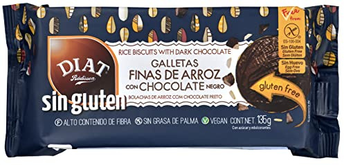 DIAT Radisson Galletas Sin Gluten | Finas con Chocolate Negro | Galletas de Arroz | Sin Aceite de Palma | Galletas Veganas | Producto Gluten free