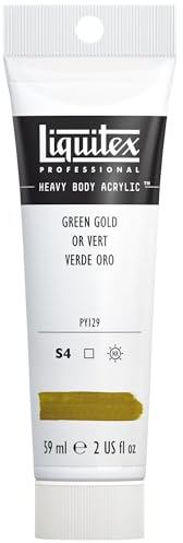 Liquitex 1045325 Professional Heavy Body Acrylfarbe in Künstlerqualität mit ausgezeichneter Lichtechtheit in buttriger Konsistenz, 59ml Tube - Grüngold