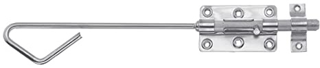 Alberts 129156 Bolzen-Schlossriegel | mit befestigter Schlaufe | galvanisch verzinkt, dickschichtpassiviert | Platte 100 x 60 mm | Bolzen Ø16 x 400 mm
