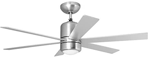 Orbegozo CP 50120 Ventilador de Techo con Luz y Mando a Distancia, 6 Aspas, 120 cm de Diámetro, Temporizador, Potencia de 65 W, 3 Velocidades, Color Cromo