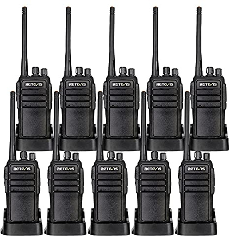 Retevis RT21 Updated 3000mAh 2 Way Radio Rechargeable, Heavy Duty Two Way Radio Long Range, 16CH VOX Handfree Adults Walkie Talkies for Business Retail Contractor Agriculture Black(10 Pack)
