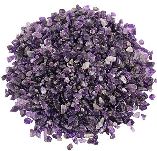 Shanxing 1lb/460g Undrilled Natural Amethyst Tumbled Chips Stones Bulk, Small Reiki Healing Purple Crystals Decorative Crushed Stone Tumblestone Purple Stones for Vase Fish Tank Plant Pot Resin Craft