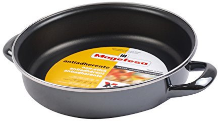 MAGEFESA 1107185 Glass Molde para horno de acero esmaltado, Antiadherente bicapa reforzado, Negro Cristal, 24 cm