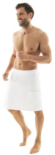 CelinaTex Malaga Saunakilt Herren L/XL weiß Mikrofaser Sauna Kilt Coral Fleece Saunamantel Saunatuch