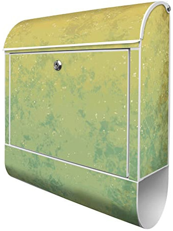 banjado Design Briefkasten mit Vintage Messing 38,5x46,5x13cm & 2 Schlüssel - Briefkasten Stahl weiß mit Zeitungsfach pulverbeschichtet - Postkasten A4 Einwurf inkl. Montagematerial