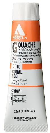 Holbein akryl gouache artister akryl polymeremulsion, 20 ml korallröd (D010)