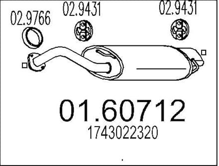 MTS 01.60712 Endschalldämpfer Endtopf 1010mm 8,2kg