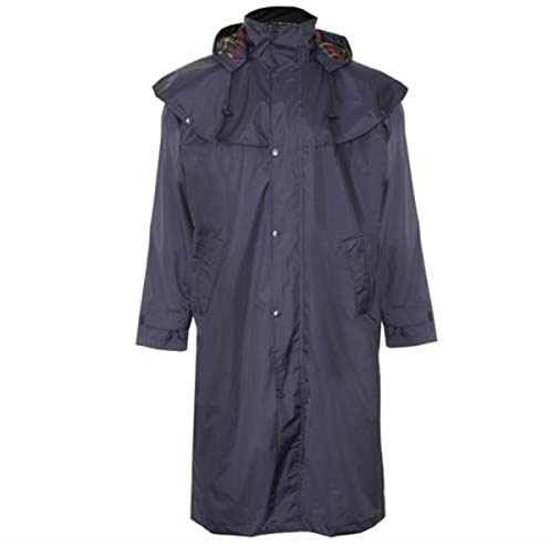 Homme d'équitation Manteau long Veste imperméable avec doublure à carreaux à l'intérieur - Bleu - XX-Large