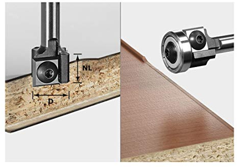 Festool Bündigfräser Wendeplatten S8 HW D19 12x12 KL OFK | Schaft 8 mm, Schneidlänge 12 mm, Gesamtlänge 52 mm – für OFK-Oberfräsen