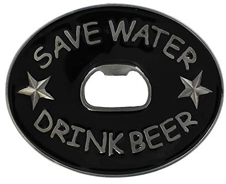 eeddoo® Gürtelschnalle - Save Water Drink Beer Flaschenöffner (Buckle für Wechselgürtel für Damen und Herren | Belt Frauen Männer Oldschool Rockabilly Metall Bier Bar Pub Rock Biker Western Trucker)