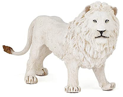 Papo - Figura Leone Bianco - Animale Selvaggio per Bambini dai 3 Anni in su - 14,5 x 4,7 x 8,2 cm - Leone Realistico Dipinto a Mano - Collezione Animali Selvatici - Giocattolo Educativo - 50074