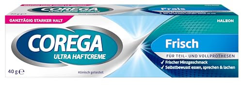 Corega Ultra Haftcreme Frisch für Zahnersatz/dritte Zähne, zinkfrei und frischer Minzgeschmack, 40g