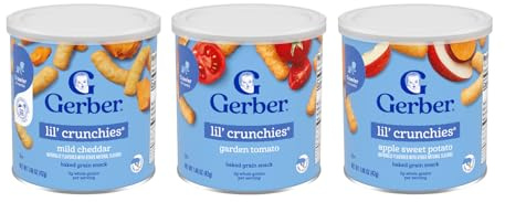 Gerber Lil Crunchies Variety Pack, 2 Garden Tomato, 2 Apple Sweet Potato, 2 Mild Cheddar, 1.48 OZ each (6 CT)