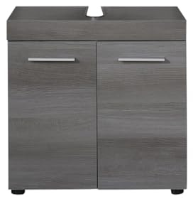 trendteam smart living - Runner - Badschrank - Grau - Waschbeckenunterschrank mit 2 Türen, 1 Einlegeboden - (BxHxT) 58 x 57 x 31 cm - silberfarbener Griff | B 58 x H 57 x T 31 cm · feuchtraumgeeignet · 2 Türen, 1 Einlegeboden