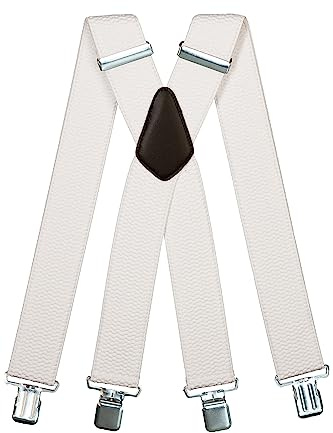Olata Herren-Hosenträger in X-Form, Robust, mit dickem Gurtband, 50 mm | Robuste 50-mm-Hosenträger in X-Form mit starken Clips, Lederkreuz; verstellbar für Arbeit oder Festkleidung.