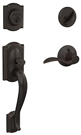 SCHLAGE Front Door Entry Handleset, Accent Lever, Aged Bronze