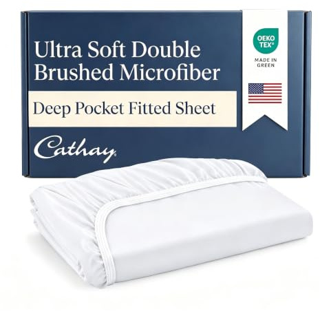 Cathay Home King Fitted Sheet Only, 14 Deep Pocket Ultra Soft, White
