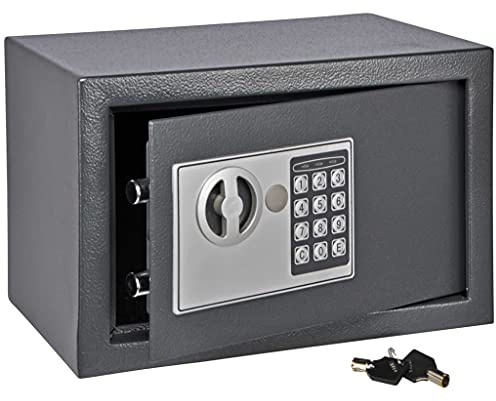 Haushalt International Safe mit Elektronik Zahlenschloß und Schlüssel Tresor schwarz 31 x 20 x 20 cm