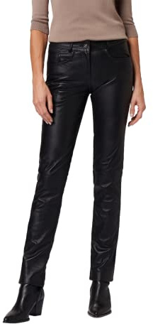 RICANO Dorin - Damen Lederhose/Lederjeans - 5-Pocket Stil (Slim Fit/Low Waist) - echtes (Premium) Lamm Leder (Schwarz, S)