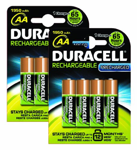 Duracell PreCharged Rechargeable 1950 mAh AA Batteries - 8-Pack