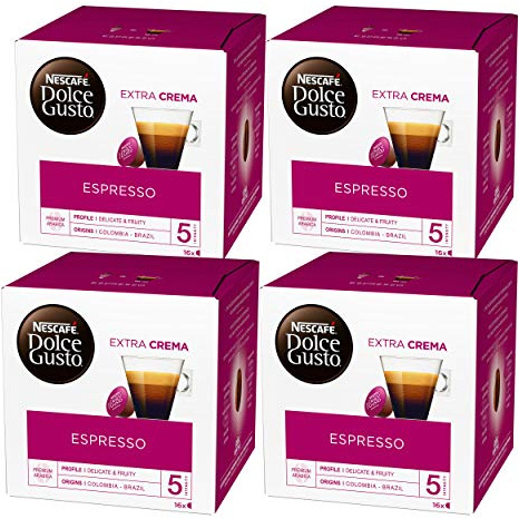 NESCAFE Dolce Gusto Espresso, kaffe, kaffekapsel, 4-pack, 4 x 16 kapslar