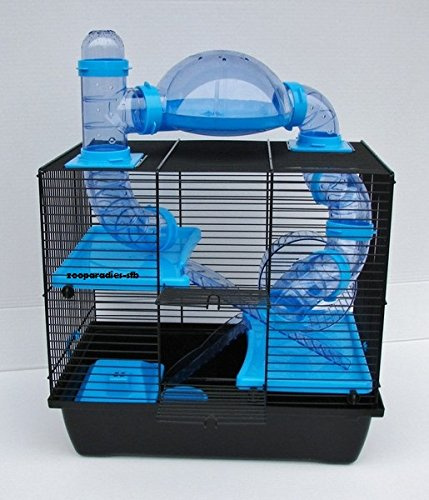 Interzoo Nagerkäfig,Hamsterkäfig,Zwerghamsterkäfig Rocky,Teddy Lux,Hamster,Maus,Nager,Käfig,Mäusekäfig incl. Röhrensystem in blau