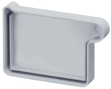 INEFA canalón pieza final canalón de caja PVC 83mm, derecha gris Accesorios para canalones, montaje sencillo por enchufe, Made in Germany