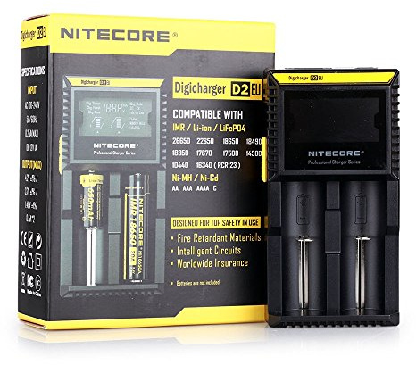 NiteCore D2 EU Intellicharger Intelligent Smart Universal LCD Anzeigen Doppel Dual Battery Charger Batterie Ladegerät Schwarz für 18650 18350 26650 AAA AA CR123A