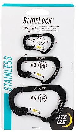 Nite Ize Karabiner SlideLock Carabiner Gr. 2, 3, 4, 3 STK, schwarz, S, NI-CSLC-01-R6