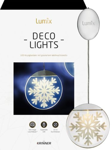 Lumix® LED Deco Lights Weihnachtsmotiv Schneekristall 10cm Acrylglas Leuchttaler inkl. Batterien 1 Stück 76100
