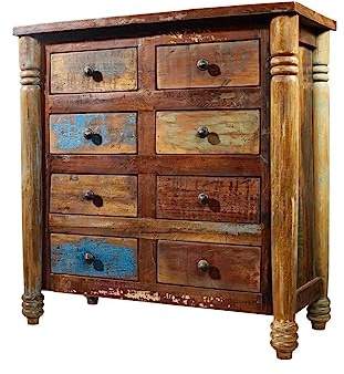 MASSIVMOEBEL24.DE | Altholz lackiert Mehrfarbig Massivholz Kommode Massivmöbel Vintage massiv Holz Möbel Fable #09