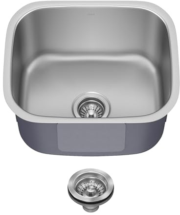 Kraus 19 3/4 Inch Stainless Steel Kitchen Sink, Durable 18 Gauge Single Bowl Kitchen Sinks Undermount, KBU11