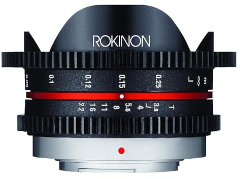 Rokinon CV75MFT-B 7,5 mm T3,8 Cine Fisheye Objektiv für Olympus/Panasonic Micro 4/3 Kameras, Schwarz