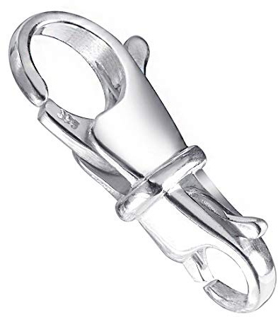 925 Silber Karabiner Verschluss - Doppelkarabiner 10x23mm 1115 | 10x23mm Echtsilber Schmuckzubehör zum Wechseln für Beads Armbänder Ketten von MATERIA by Matthias Wagner